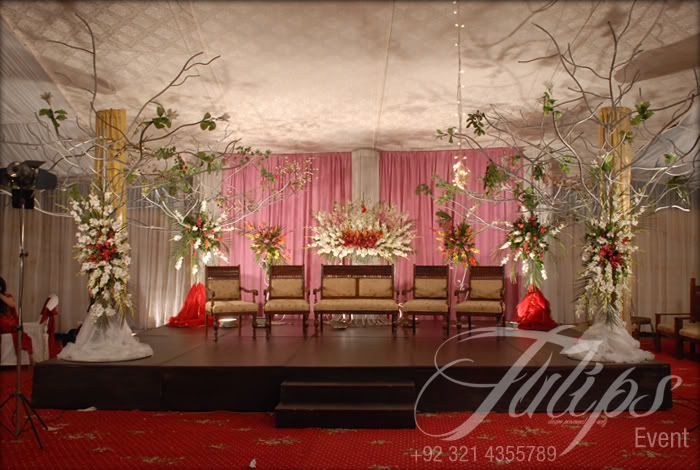 wedding stage decoration with pink rose