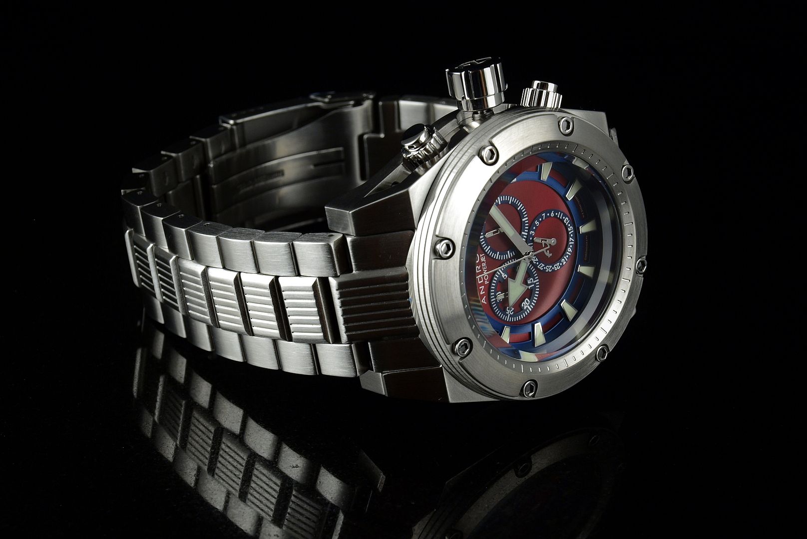 Android Men's Divemaster Powerjet Chronograph Burgundy Dial Bracelet