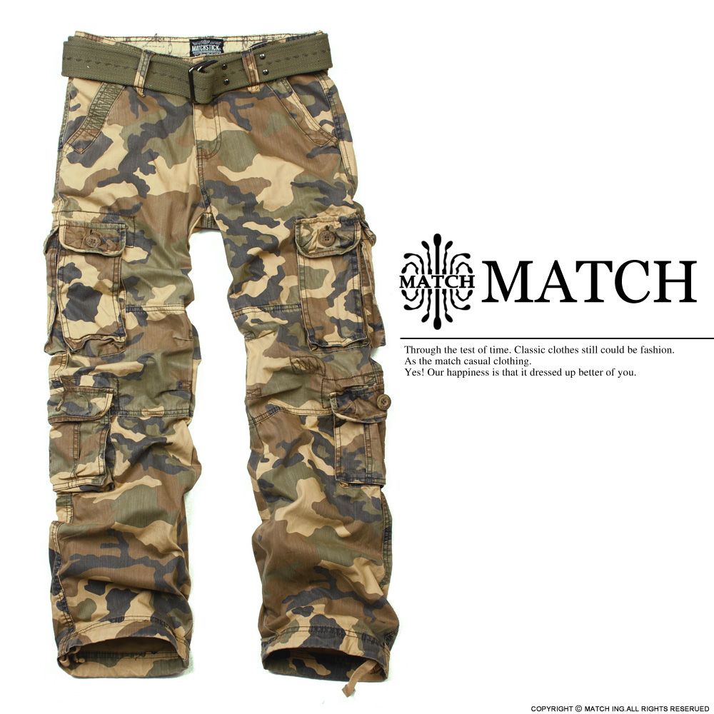 Match Women Green Camo Army Designer Fashion Cargo Pants S, M, L,XL,2XL