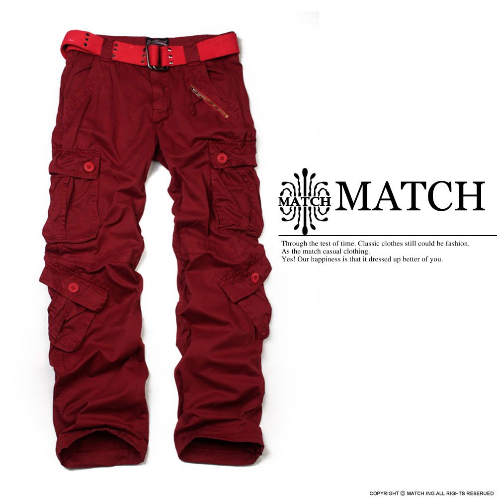 Match Mens Cargo pants loose fit stylish Casual pockets Trousers 14
