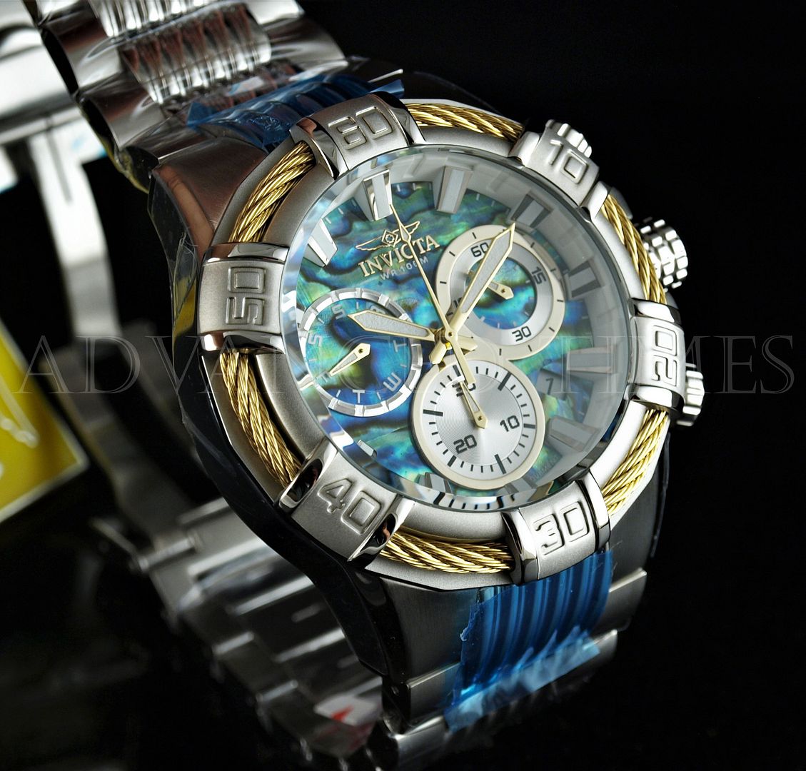 Invicta Men's 51mm BOLT Abalone Dial Gold Wire Swiss Chronograph Silver ...