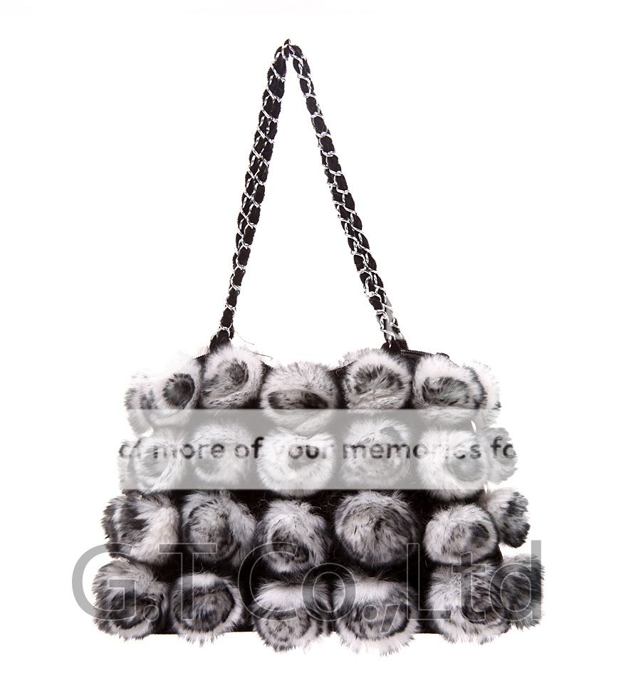 0282 Rabbit Fur Big Lovely Beauty Colorful strap /side bag handbag A 