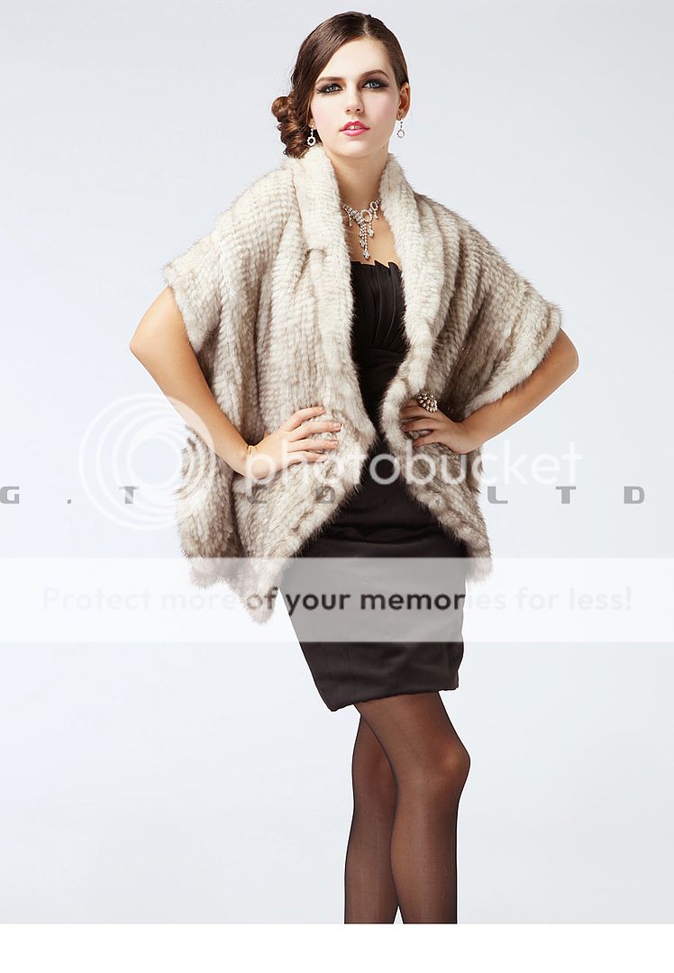 0233 Lady warm knitted winter fur shawl cape wrap tippet stole suit 