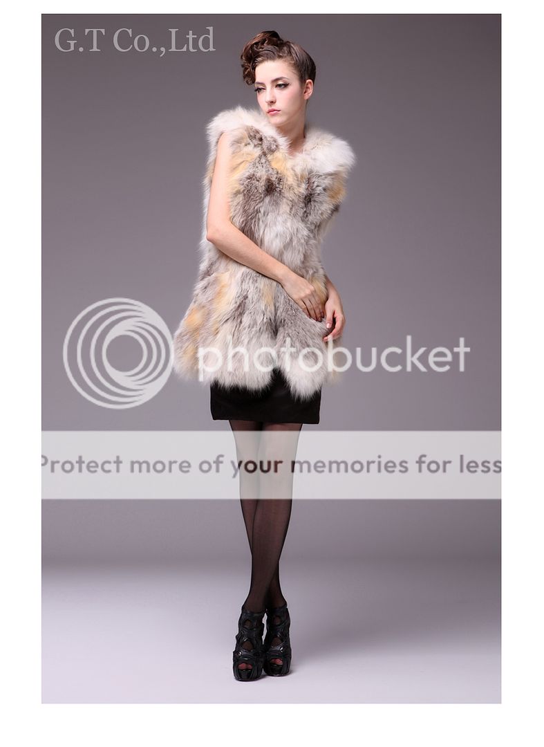 0317 Fox Fur Long elegant beauty Vest waistcoat gilet sleeveless coat 