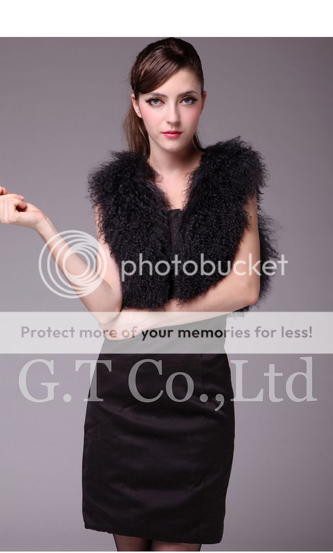 0014 Women Mongolia sheep fur vest gilets sleeveless shawl waistcoat 