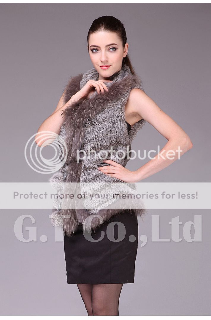 0247 knit knitted hand made Rabbit fur Vest waistcoat gilet for women 