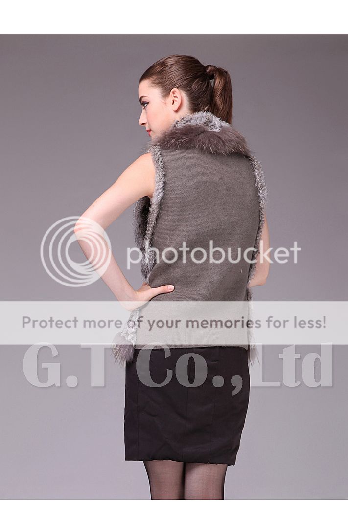 0247 knit knitted hand made Rabbit fur Vest waistcoat gilet for women 