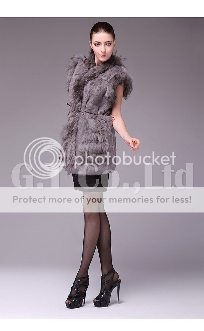 0330 Rabbit Fur and Raccoon Fur Fashion women Vest waistcoat gilet 
