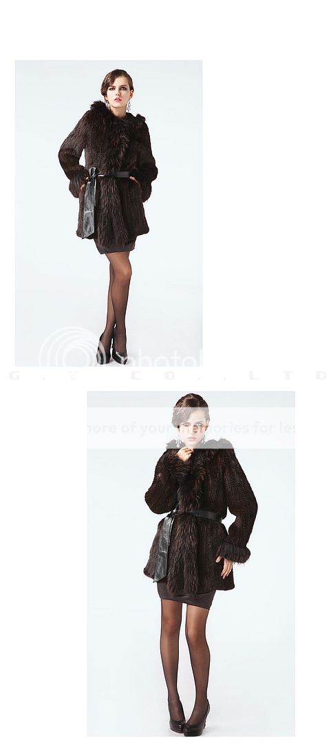 0352 Mink Fur coat jacket suit garment clothing with raccoon collar 