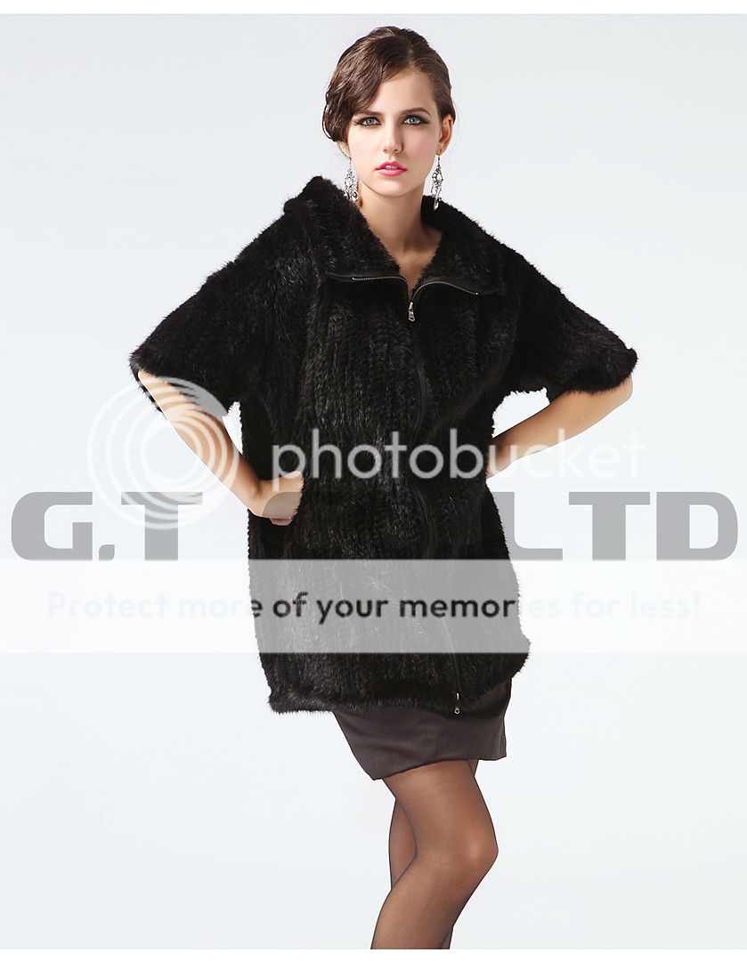 0412 knitted Mink Fur Coat Jacket overcoat parka apparel dress women 