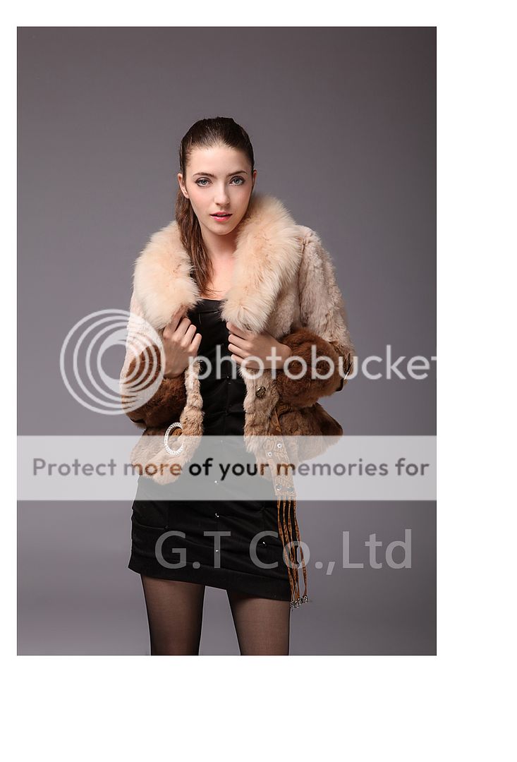 0354 Rabbit Fur Fox Collar Coat overcoat garment outwear parka apparel 