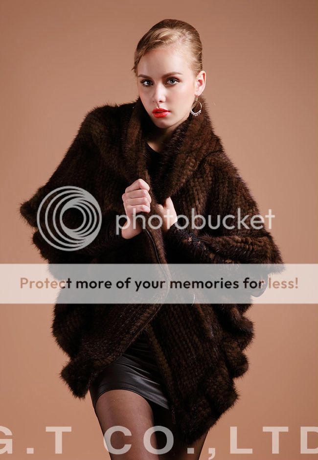 0301 Knitted Mink Fur Shawl Poncho Stole Shrug Cape Robe Tippet Amice 