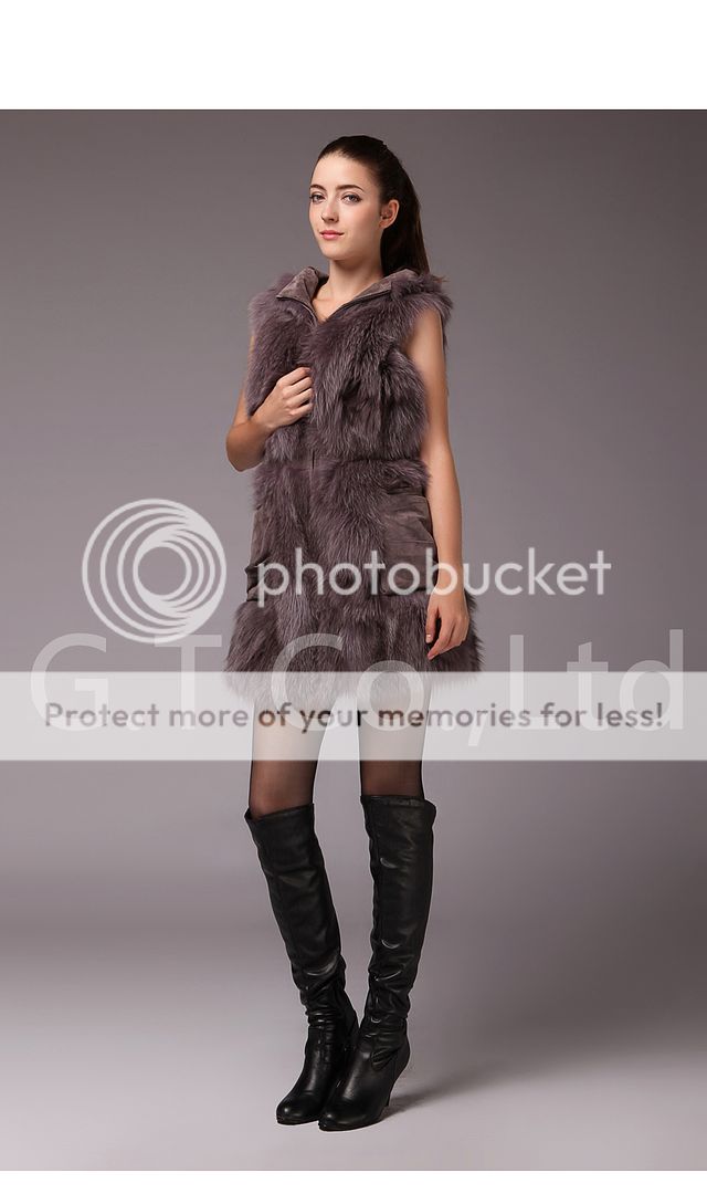 0310 women fox fur gilet vest vests waistcoat sleeveless coat jacket 