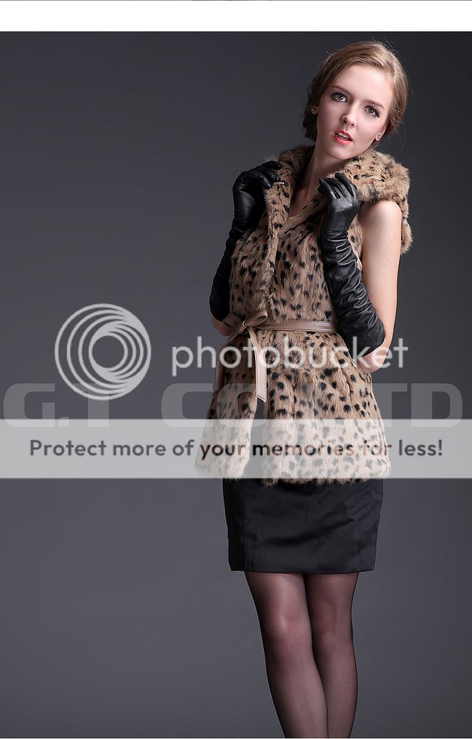 0303 leopard rabbit fur vest waistcoat gilet sleeveless Coat Jacket 