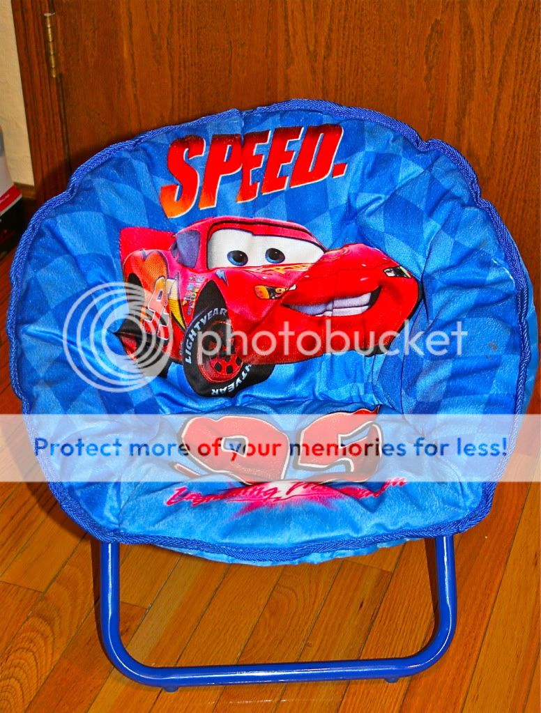 DISNEY CARS LIGHTNING MCQUEEN CHAIR FOLDING ROUND STURDY COMFY KIDS 