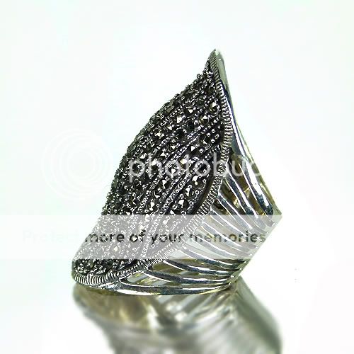 Spectacular Designed 925 Solid Silver & Marcasite Ring  