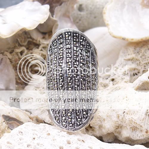 Spectacular Designed 925 Solid Silver & Marcasite Ring  